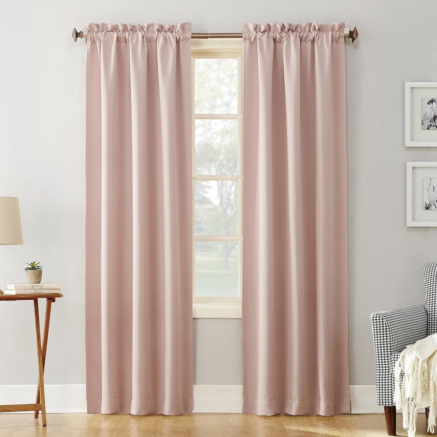 Sun Zero Easton Energy Saving Blackout Rod Pocket Curtain Panel, 40" x 84", Black