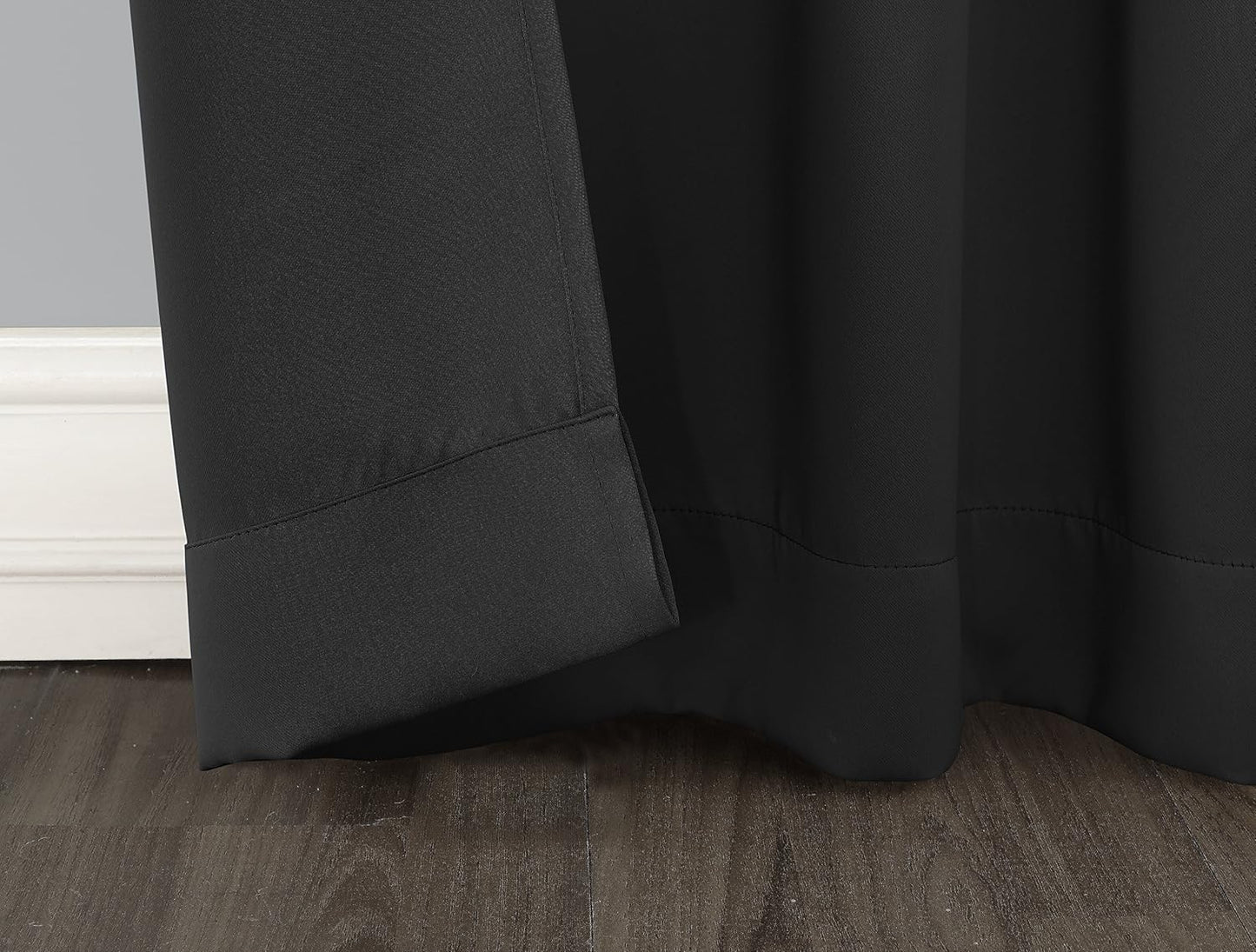 Sun Zero Easton Energy Saving Blackout Rod Pocket Curtain Panel, 40" x 84", Black